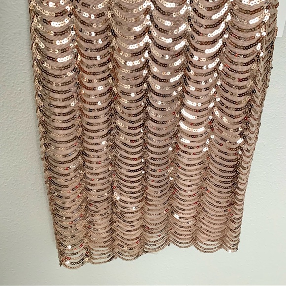 NWT Lulu's Rose Gold Stardust Sequin Bodycon Dress - Picture 7 of 8